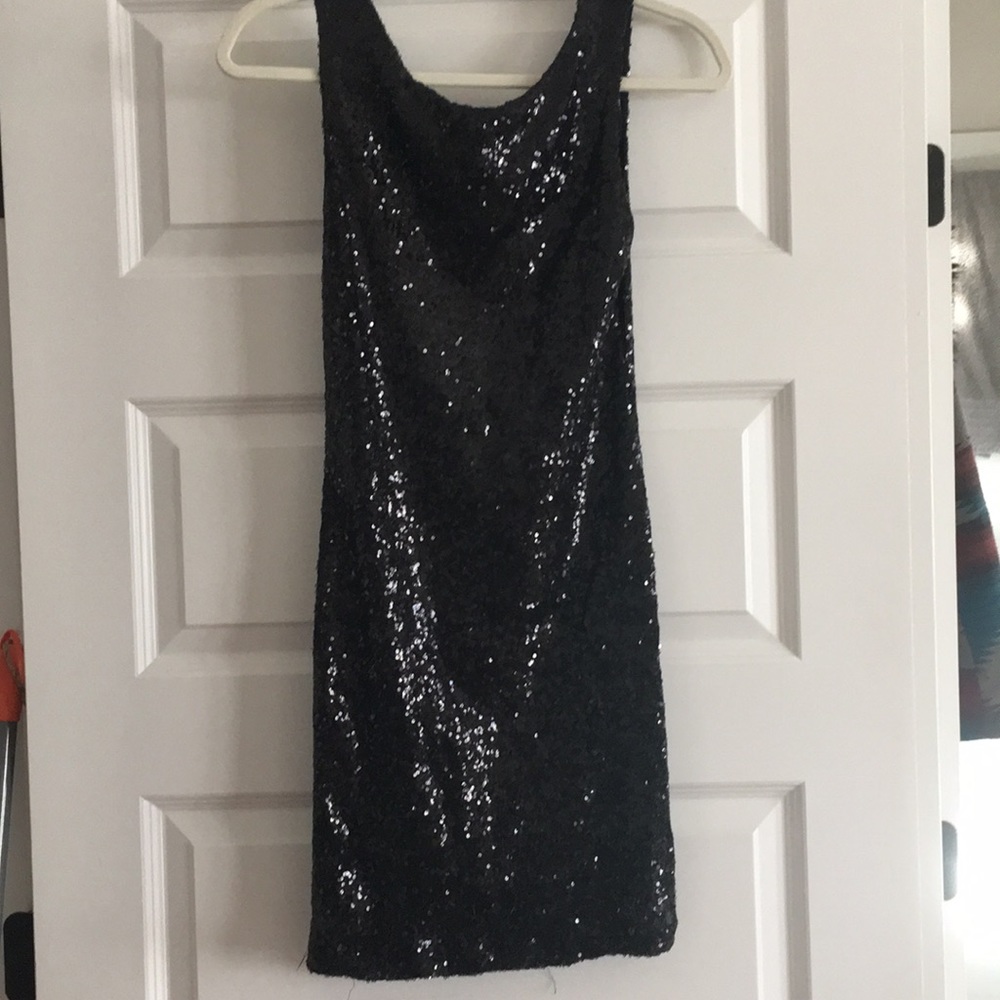 Crystal Doll brand black sequin mini dress
